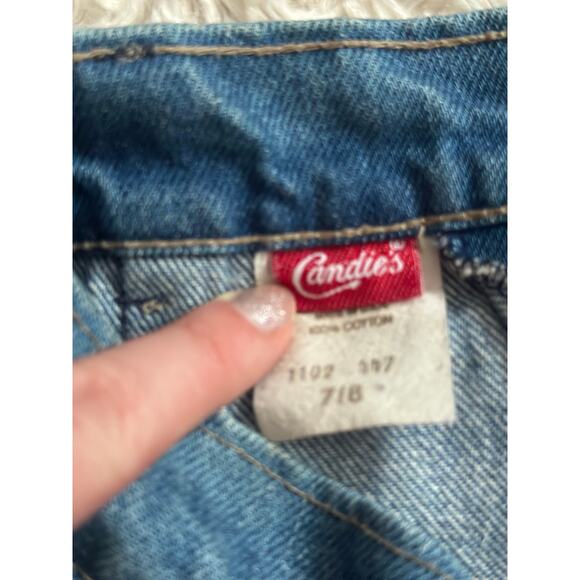 Vintage 90s Candie's XS/S Blue Denim Jean Midi Skirt with Buttons and Slit - Picture 5 of 6